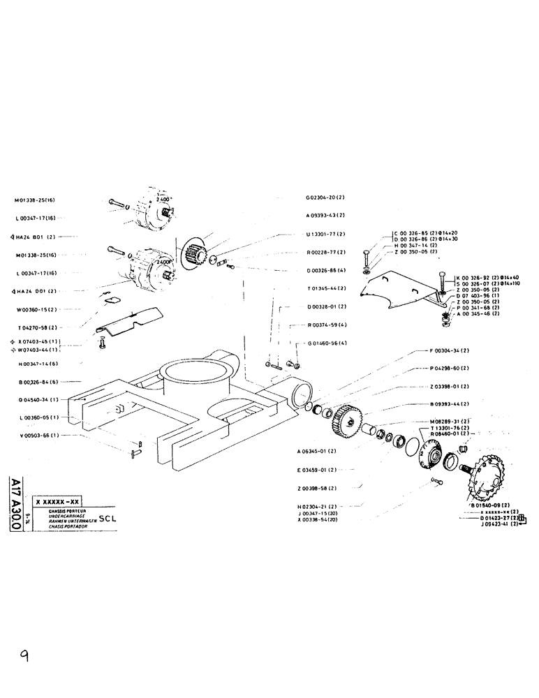 Схема запчастей Case SC150L - (009) - UNDERCARRIAGE SCL 