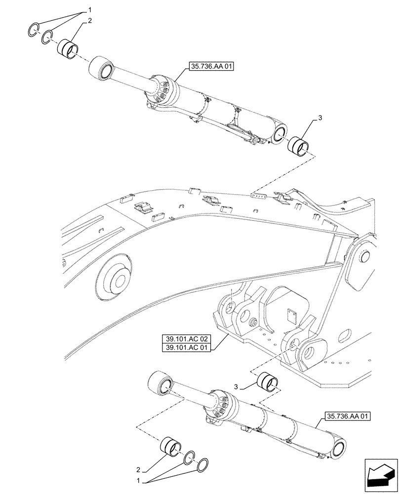 Схема запчастей Case CX490D LC - (84.910.AD[01]) - VAR - 461028, 461543, 481858 - BOOM, CYLINDER, BUSHING (84) - BOOMS, DIPPERS & BUCKETS