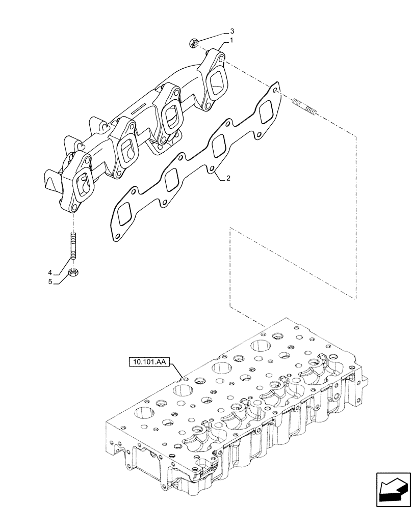 Схема запчастей Case F5HFL463A F012 - (10.254.AC) - EXHAUST MANIFOLD (10) - ENGINE