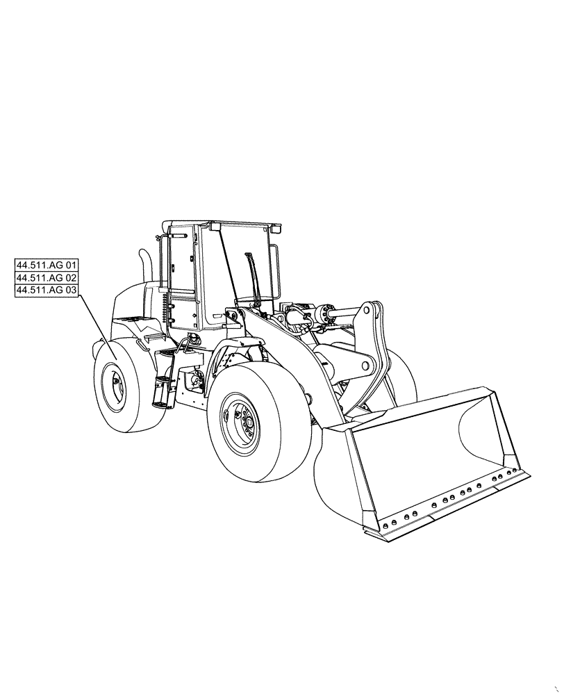 Схема запчастей Case 621G - (44.000.00[01]) - SECTION INDEX - WHEELS (44) - WHEELS