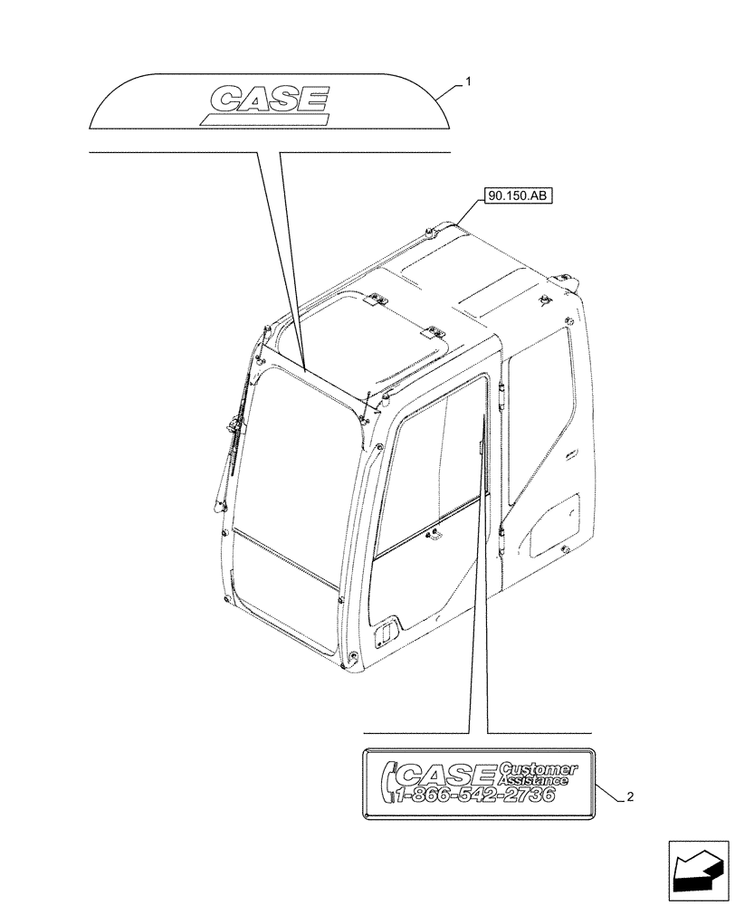 Схема запчастей Case CX500D RTC - (90.108.AB[01]) - MODEL IDENTIFICATION DECAL (90) - PLATFORM, CAB, BODYWORK AND DECALS