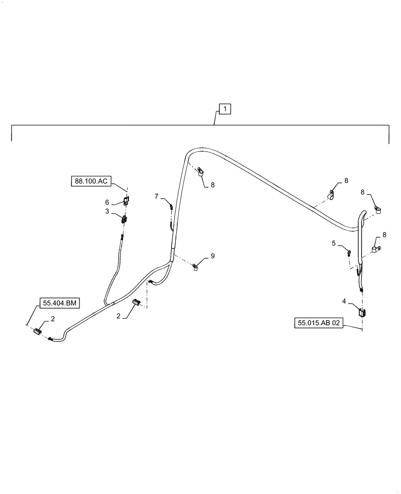 Схема запчастей Case 621F - (55.990.AC) - HOOD WIRE HARNESS ASSEMBLY (55) - ELECTRICAL SYSTEMS