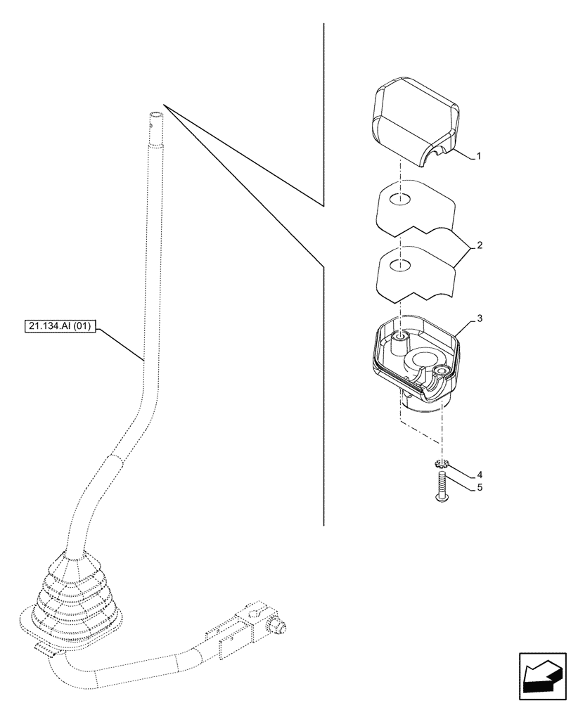 Схема запчастей Case 580SN WT - (21.134.AI[02]) - TRANSMISSION, KNOB (21) - TRANSMISSION