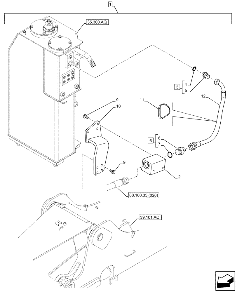 Схема запчастей Case CX160D LC - (88.100.35[029]) - DIA KIT, HAMMER CIRCUIT, W/ ELECTRICAL PROPORTIONAL CONTROL, MANIFOLD VALVE, LINE (88) - ACCESSORIES