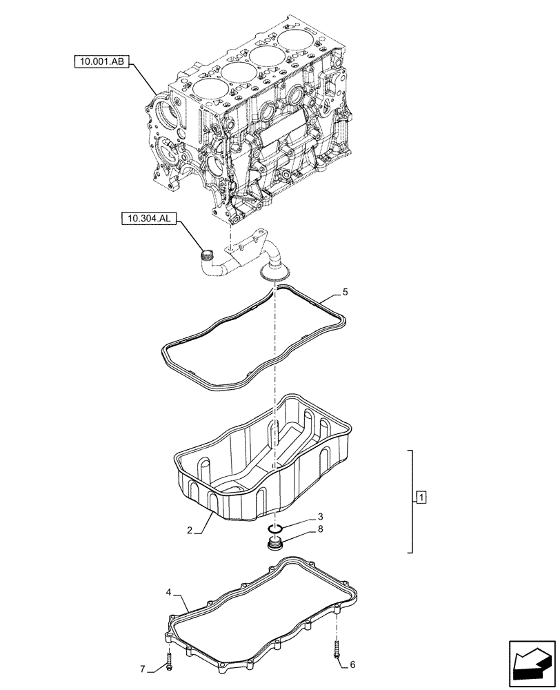 Схема запчастей Case F5HFL463A F012 - (10.102.AP) - OIL SUMP & RELATED PARTS (10) - ENGINE