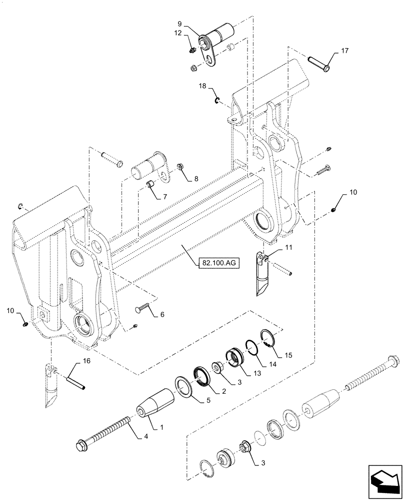 Схема запчастей Case TR310 - (82.100.AG[01]) - MOUNTING PARTS, COUPLER (APRIL 20, 2015 AND NEWER) (82) - FRONT LOADER & BUCKET