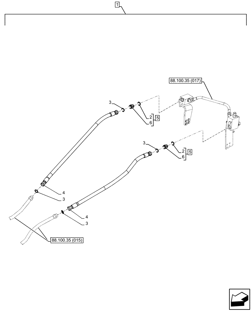 Схема запчастей Case CX250D LC - (88.100.35[016]) - DIA KIT, HAMMER CIRCUIT, W/ HYDRAULIC CONTROL, BOOM, LINE (88) - ACCESSORIES