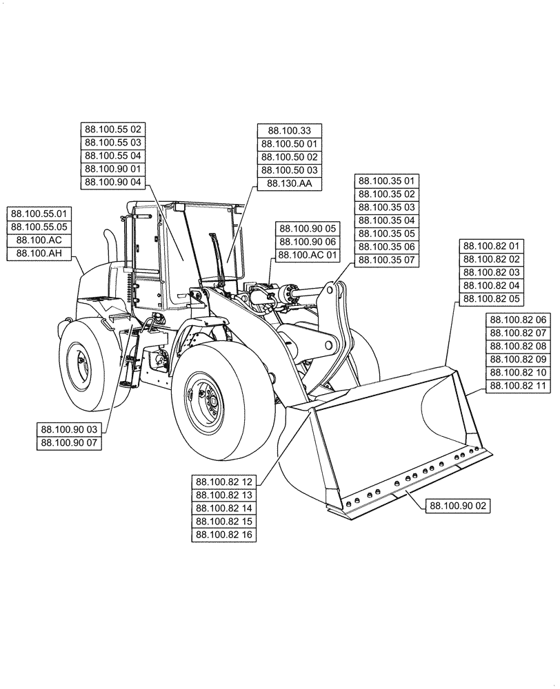 Схема запчастей Case 621F - (88.000.00[01]) - SECTION INDEX - ACCESSORIES (88) - ACCESSORIES