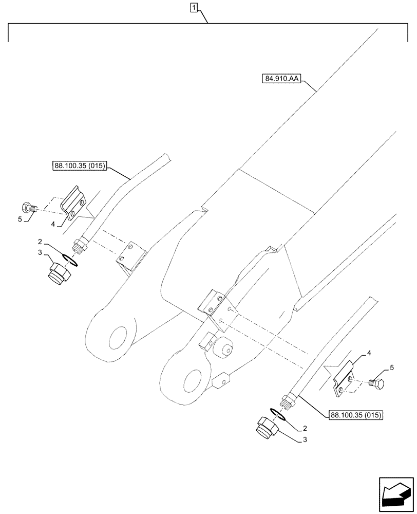 Схема запчастей Case CX250D LC - (88.100.35[026]) - DIA KIT, HAMMER CIRCUIT, W/ HYDRAULIC CONTROL, BOOM, LINE, PLUG (88) - ACCESSORIES