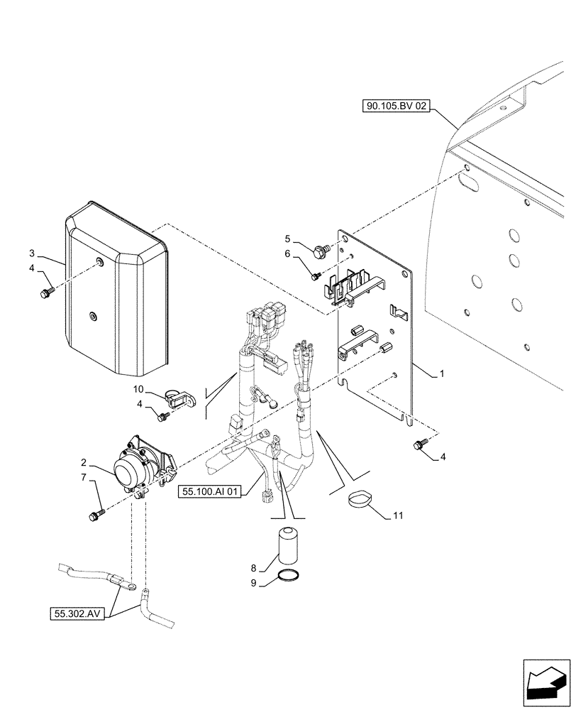 Схема запчастей Case CX490D RTC - (55.201.AG) - ENGINE, START RELAY (55) - ELECTRICAL SYSTEMS