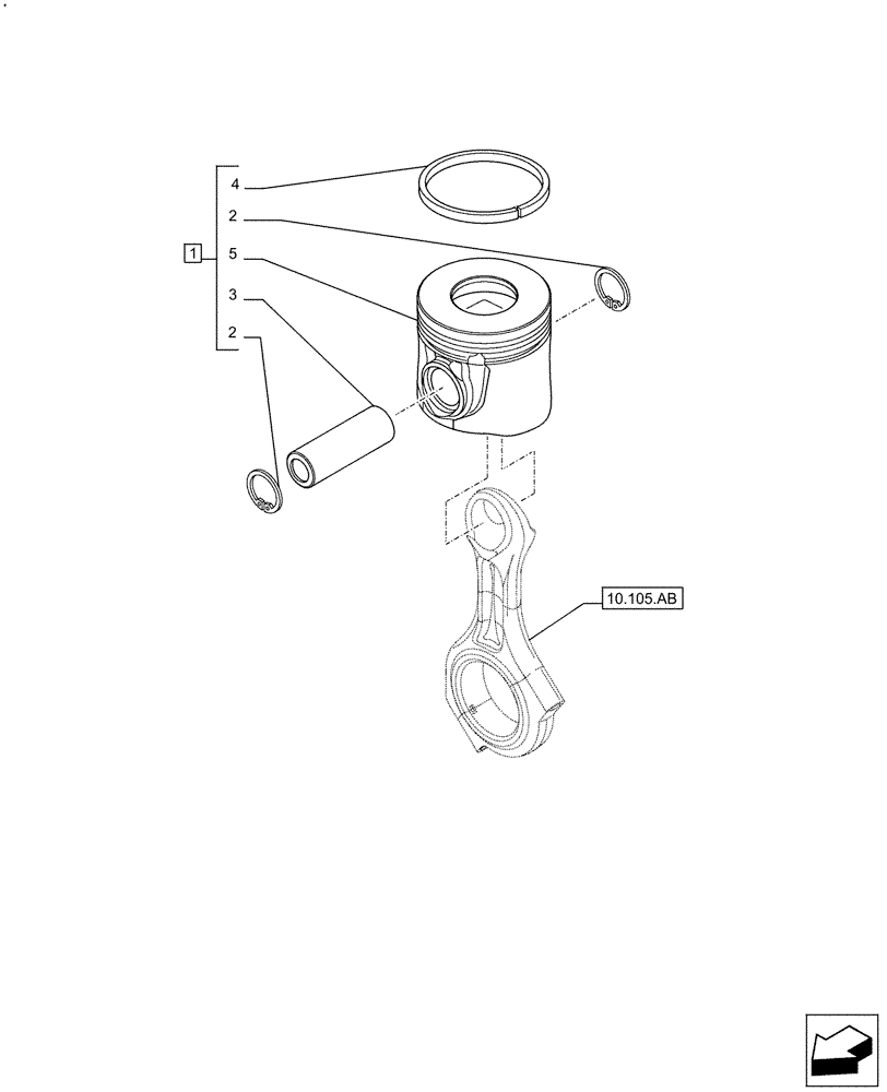 Схема запчастей Case F5HFL463A F012 - (10.105.AG) - PISTONS (10) - ENGINE