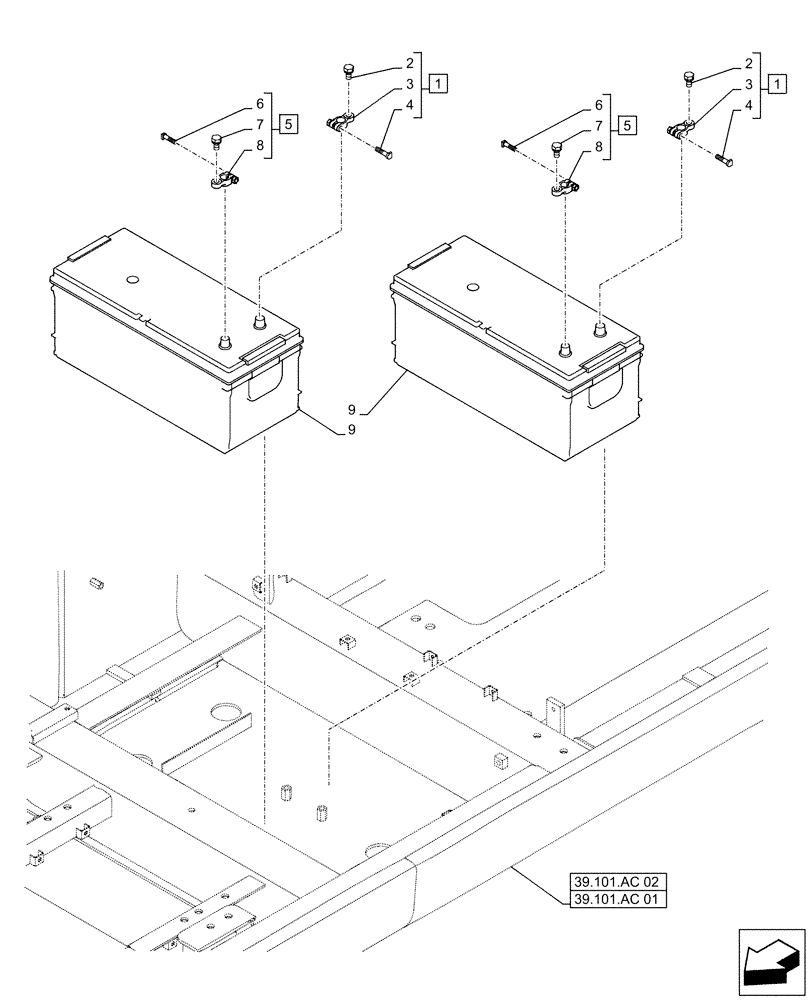 Схема запчастей Case CX500D LC - (55.302.AG) - BATTERY (55) - ELECTRICAL SYSTEMS