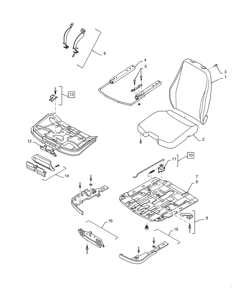 Схема запчастей Case 621F - (90.124.AH) - SEAT ASSY AIR BOTTOM (90) - PLATFORM, CAB, BODYWORK AND DECALS