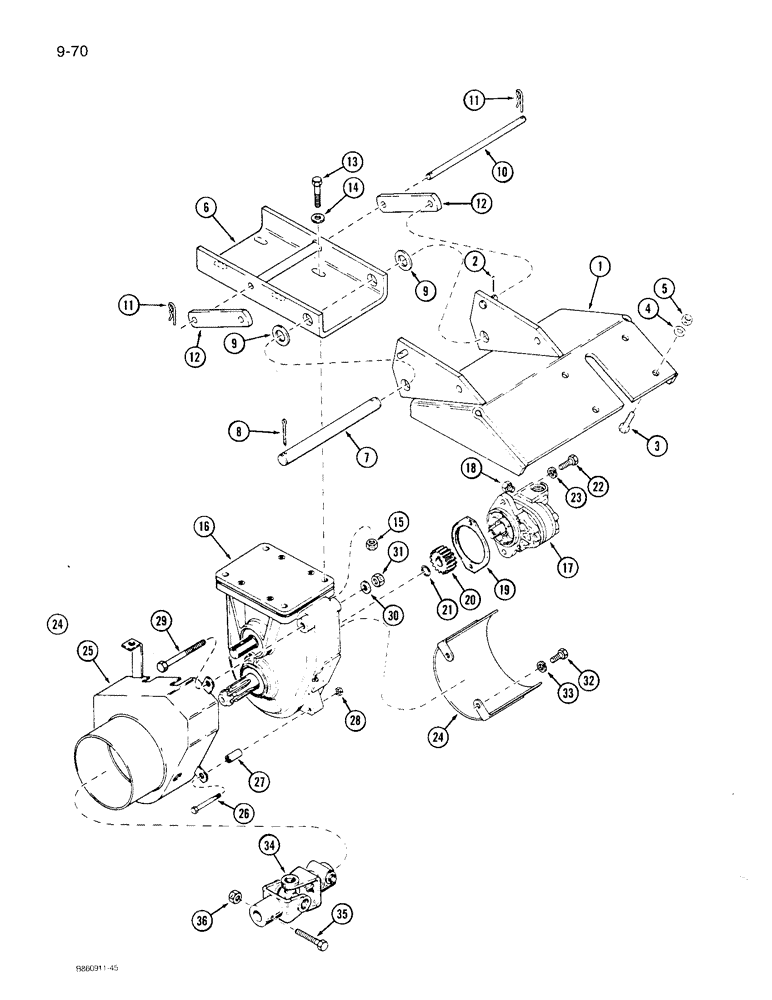 Схема запчастей Case 360 - (9-070) - HYDRA-BORER GEARBOX AND MOTOR MOUNTING (09) - CHASSIS/ATTACHMENTS