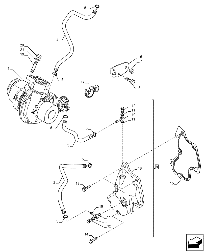 Схема запчастей Case F5HFL463A F012 - (10.250.AC) - TURBOCHARGER (10) - ENGINE