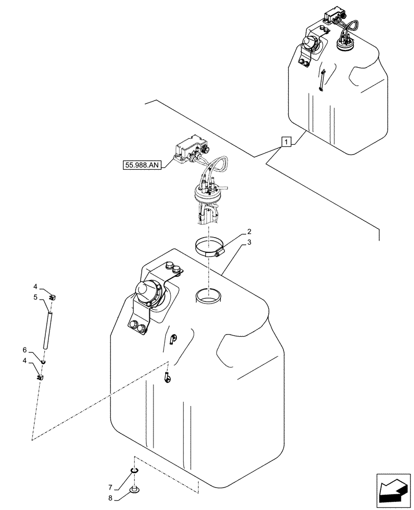 Схема запчастей Case CX500D LC - (10.500.AA[03]) - DEF/ADBLUE™ TANK, COMPONENTS (10) - ENGINE