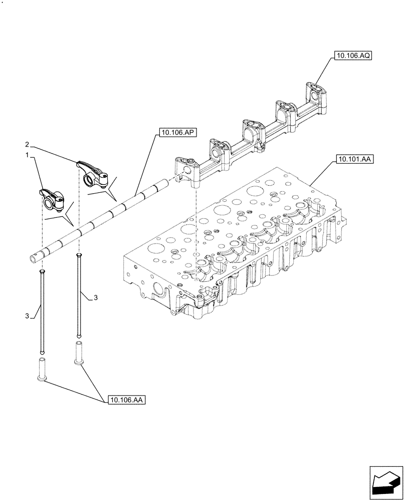 Схема запчастей Case F5HFL463A F012 - (10.106.AO) - ROCKER ARM (10) - ENGINE