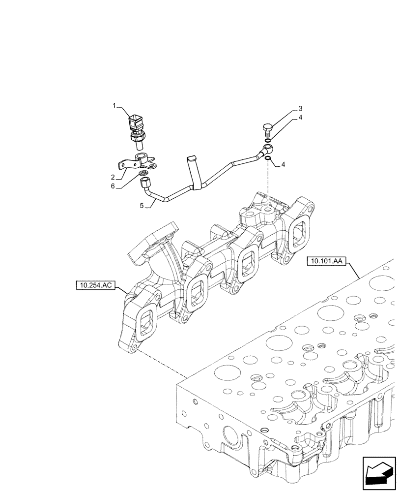 Схема запчастей Case F5HFL463A F012 - (55.014.AN) - EXHAUST MANIFOLD, SENSOR (55) - ELECTRICAL SYSTEMS