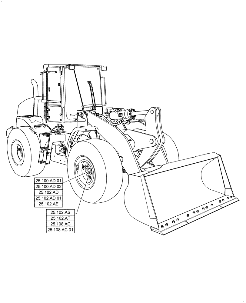 Схема запчастей Case 721F - (25.000.00[01]) - SECTION INDEX - FRONT AXLE SYSTEM (25) - FRONT AXLE SYSTEM