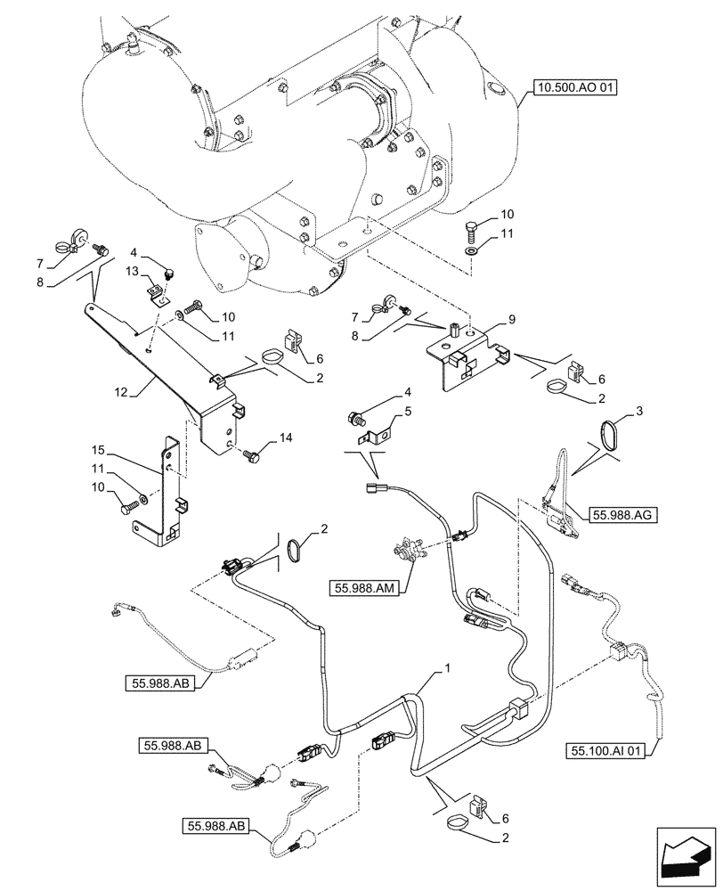 Схема запчастей Case CX500D LC - (55.988.AD) - SELECTIVE, CATALYTIC REDUCTION, WIRE HARNESS (55) - ELECTRICAL SYSTEMS