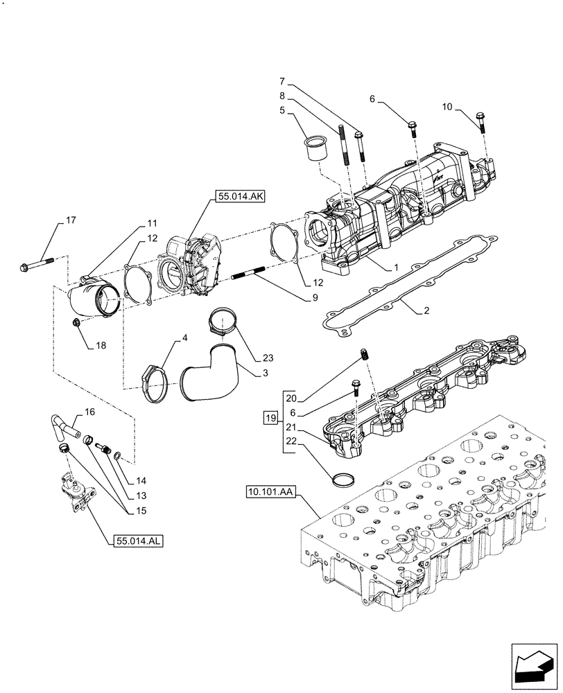 Схема запчастей Case F5HFL463A F012 - (10.254.AM) - INTAKE & EXHAUST MANIFOLD (10) - ENGINE