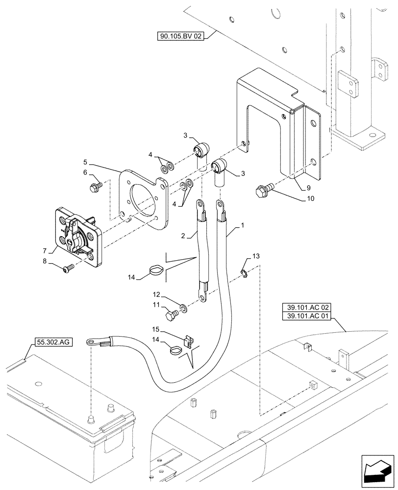 Схема запчастей Case CX490D RTC - (55.302.AI) - BATTERY ISOLATOR, SWITCH (55) - ELECTRICAL SYSTEMS