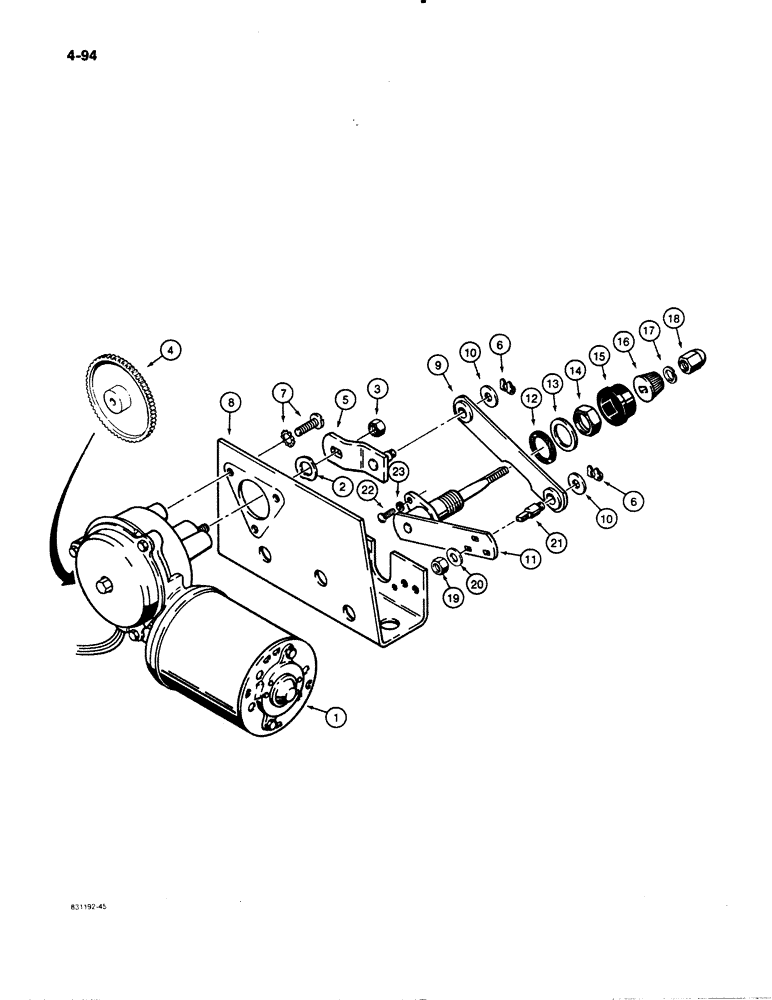 Схема запчастей Case W11B - (4-094) - FRONT WIPER MOTOR, BEFORE P.I.N. 9158232 (04) - ELECTRICAL SYSTEMS