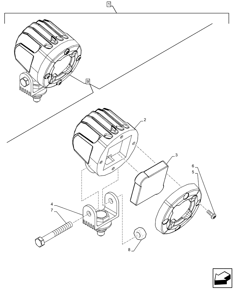 Схема запчастей Case CX130D - (88.100.55[04]) - DIA KIT, REAR VIEW CAMERA, LIGHT, COMPONENTS (88) - ACCESSORIES