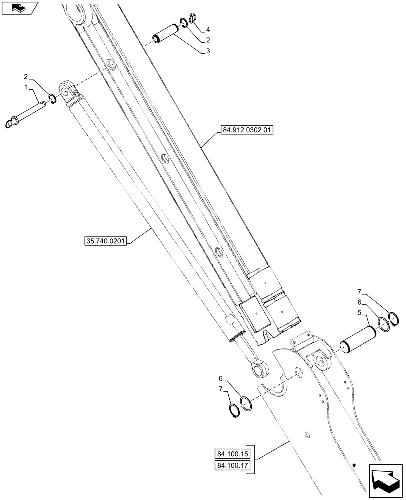 Схема запчастей Case 590SN - (84.912.0302[02]) - VAR - 423076 - EXTENDABLE DIPPER, PIN (84) - BOOMS, DIPPERS & BUCKETS