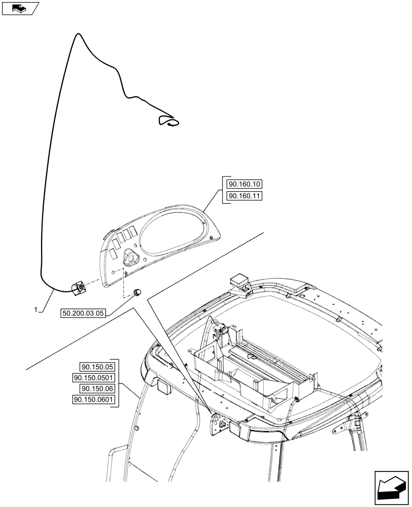 Схема запчастей Case 580SN WT - (50.200.03[04]) - VAR - 747853, 747855 - AIR CONDITIONER, SYSTEM THERMOSTATIC SWITCH (50) - CAB CLIMATE CONTROL