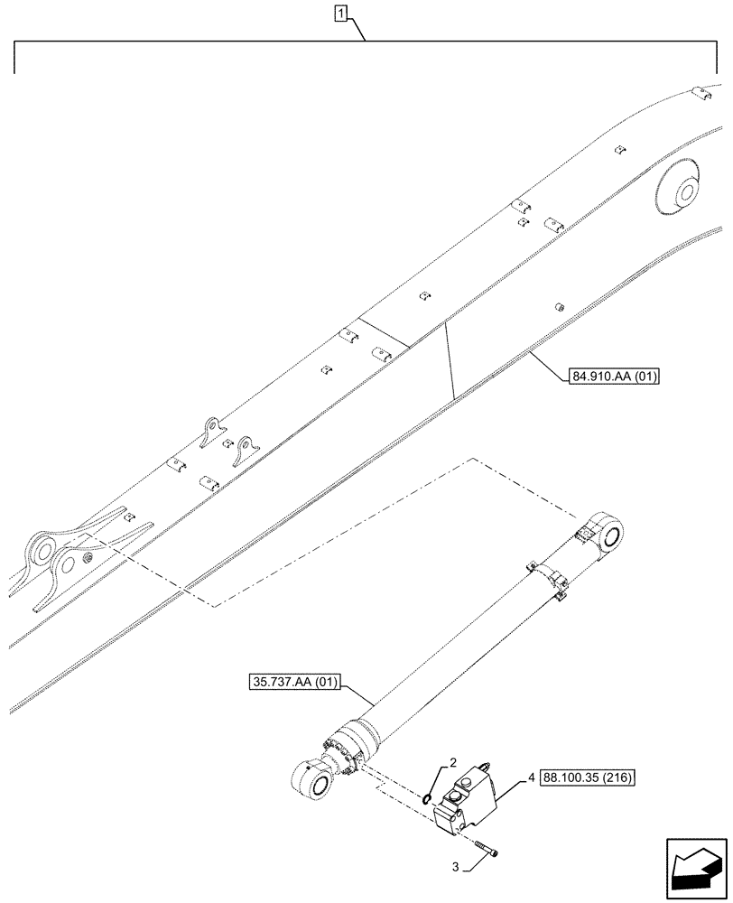 Схема запчастей Case CX250D LC LR - (88.100.35[209]) - DIA KIT, SAFETY VALVE, ARM, LIFT CYLINDER, CHECK VALVE (88) - ACCESSORIES