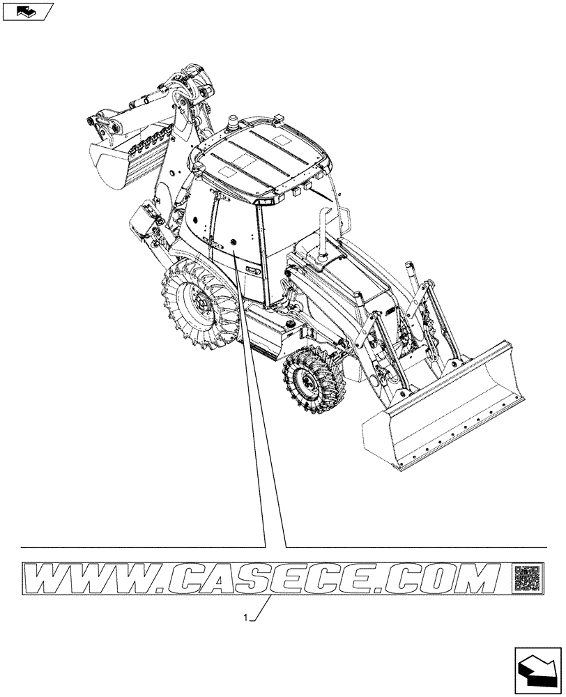 Схема запчастей Case 580SN WT - (90.108.06) - VAR - 423056, 747882, 747883, X47086X - DECALS (90) - PLATFORM, CAB, BODYWORK AND DECALS