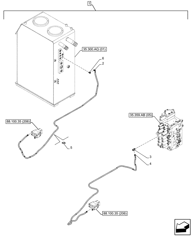 Схема запчастей Case CX250D LC - (88.100.35[208]) - DIA KIT, SAFETY VALVE, BOOM, LIFT CYLINDER, CHECK VALVE, LINE (88) - ACCESSORIES