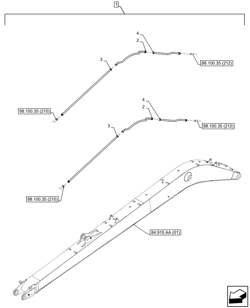Схема запчастей Case CX210D LC LR - (88.100.35[211]) - DIA KIT, SAFETY VALVE, ARM, LIFT CYLINDER, CHECK VALVE, LINE (88) - ACCESSORIES