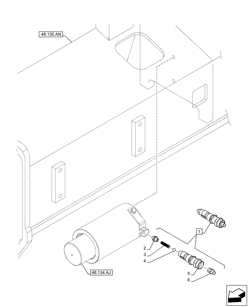 Схема запчастей Case CX490D LC - (48.134.AD) - TRACK CHAIN, CYLINDER, VALVE (48) - TRACKS & TRACK SUSPENSION