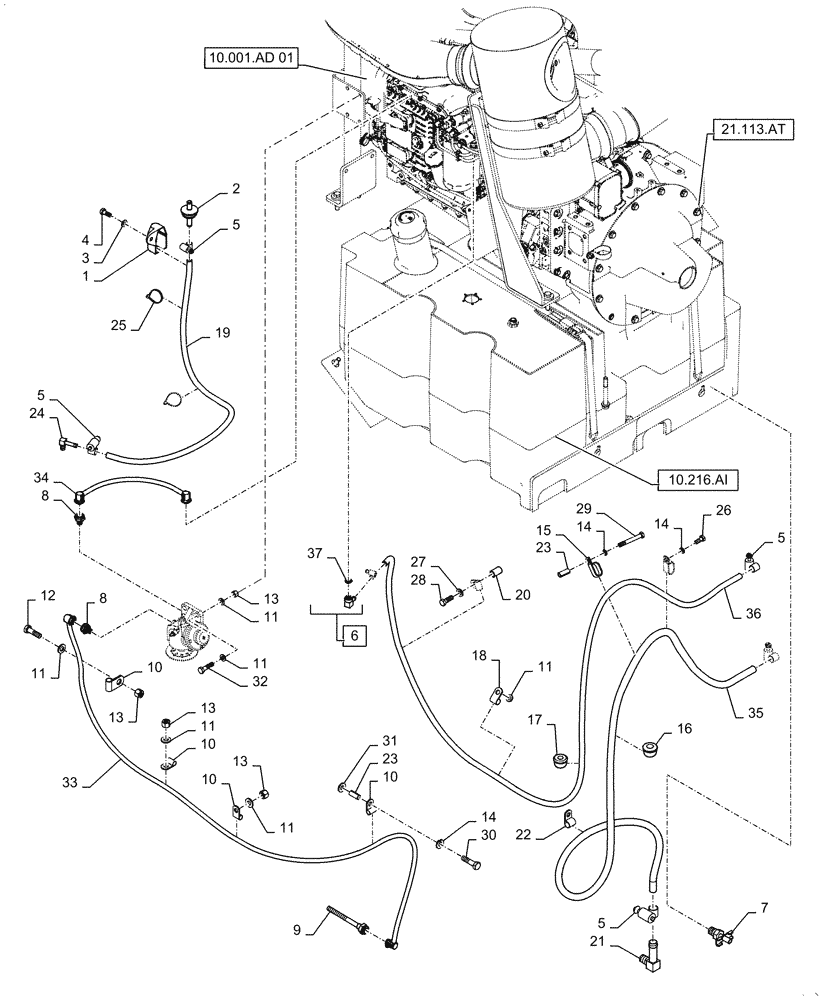 Схема запчастей Case 721F - (10.216.BA) - FUEL LINE INSTALLATION (10) - ENGINE