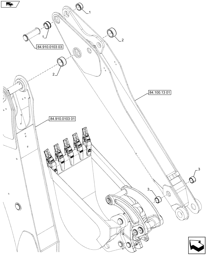 Схема запчастей Case 590SN - (84.100.13[02]) - STANDARD DIPPER, BUSHING (84) - BOOMS, DIPPERS & BUCKETS