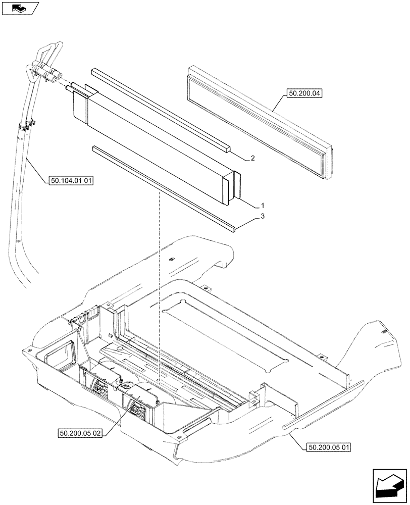 Схема запчастей Case 580SN - (50.104.01[03]) - VAR - 747853, 747854, 747855 - CAB, HEATER, CORE (50) - CAB CLIMATE CONTROL