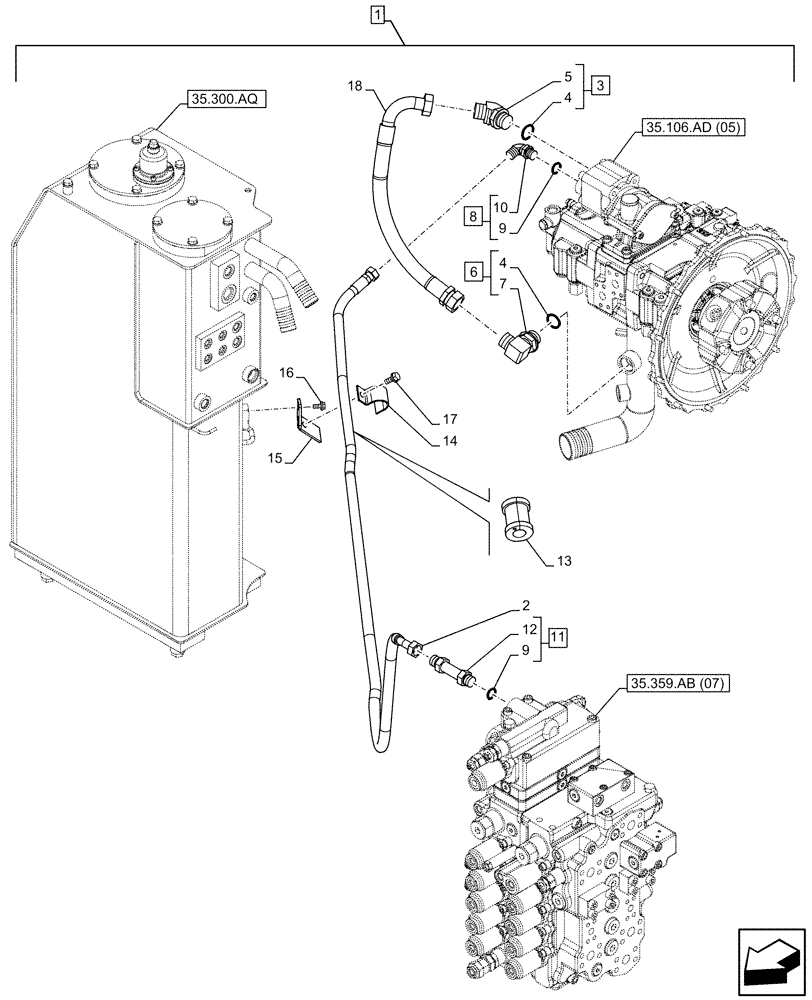 Схема запчастей Case CX160D LC - (88.100.35[079]) - DIA KIT, CLAMSHELL BUCKET, ROTATION, W/ ELECTRICAL PROPORTIONAL CONTROL, VARIABLE DELIVERY HYDRAULIC PUMP, LINE (88) - ACCESSORIES