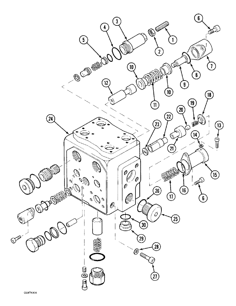 Схема запчастей Case 170C - (8-114) - SWING AND DRIVE CONTROL VALVE, DRIVE CONTROL VALVE SECTION (08) - HYDRAULICS