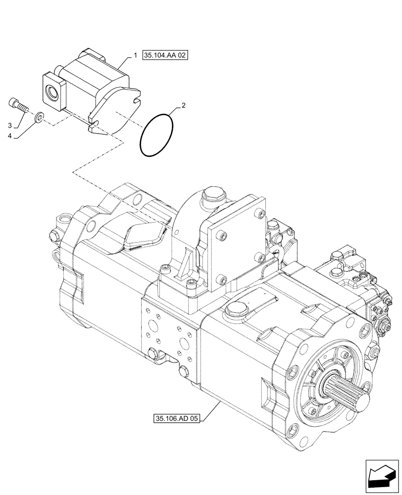 Схема запчастей Case CX500D RTC - (35.104.AA[01]) - VAR - 461863 - HYDRAULIC PUMP, GEAR, CLAMSHELL BUCKET, ROTATION, W/ ELECTRICAL PROPORTIONAL CONTROL (35) - HYDRAULIC SYSTEMS