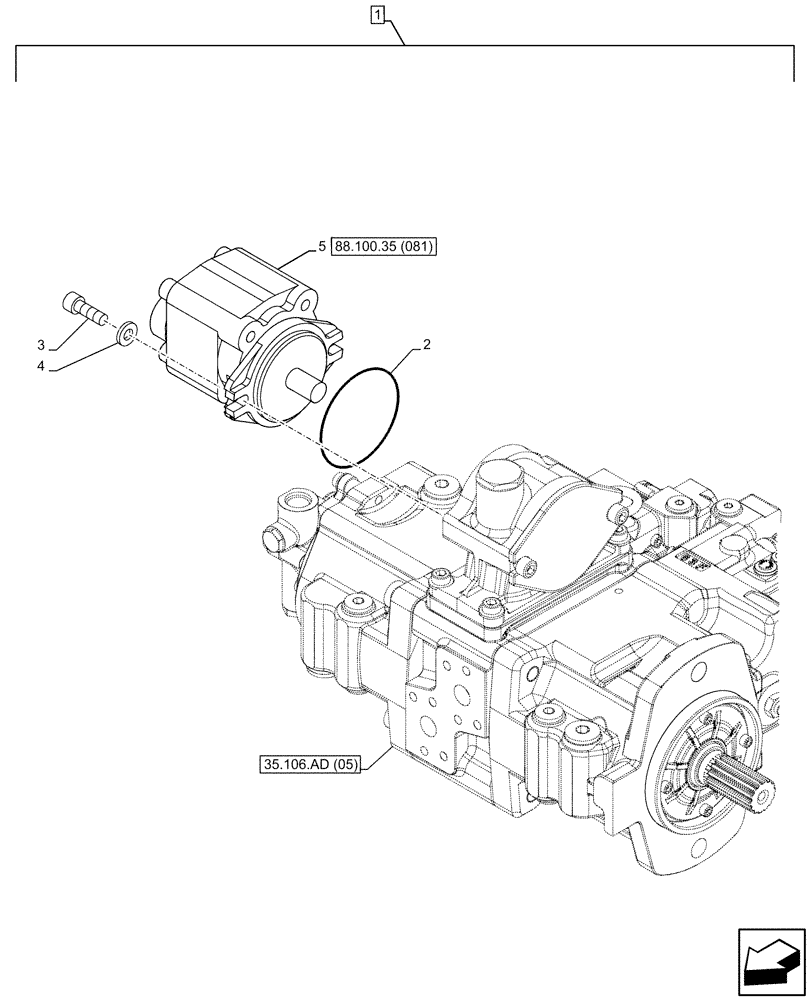 Схема запчастей Case CX130D - (88.100.35[080]) - DIA KIT, CLAMSHELL BUCKET, ROTATION, W/ ELECTRICAL PROPORTIONAL CONTROL, HYDRAULIC PUMP, GEAR (88) - ACCESSORIES