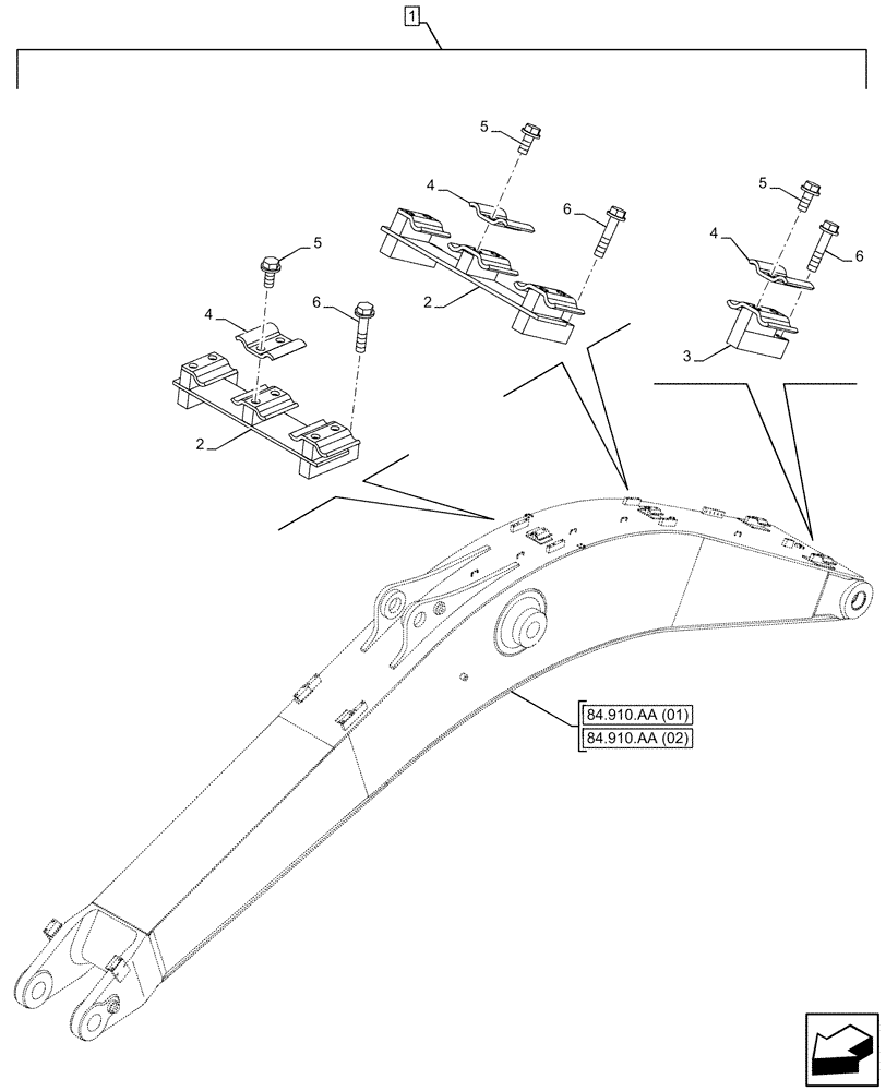 Схема запчастей Case CX350D LC - (88.100.35[215]) - DIA KIT, SAFETY VALVE, BOOM, CLAMP (88) - ACCESSORIES