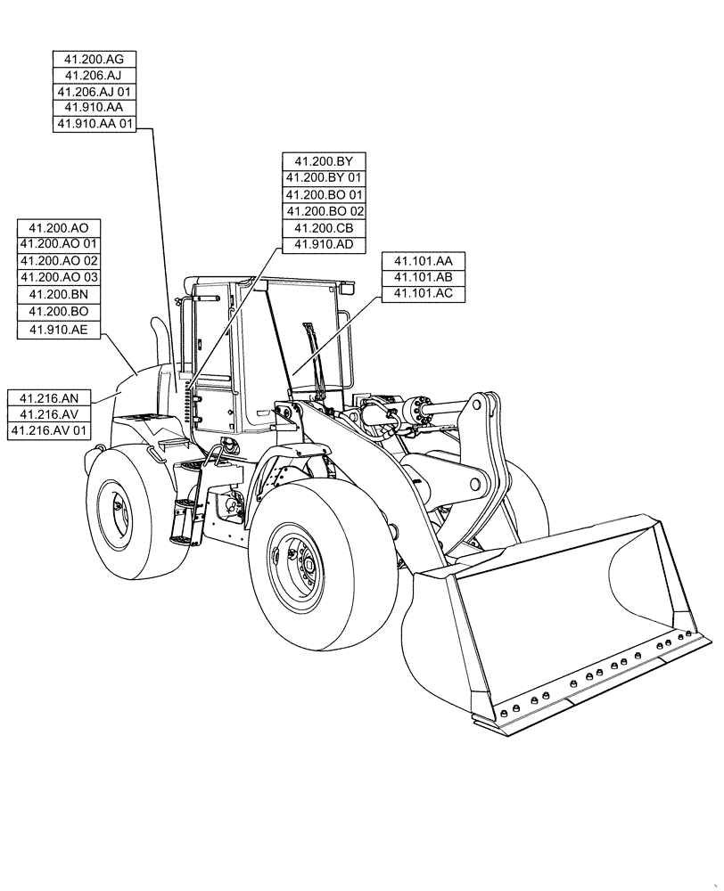 Схема запчастей Case 721F - (41.000.00[01]) - SECTION INDEX - STEERING (41) - STEERING