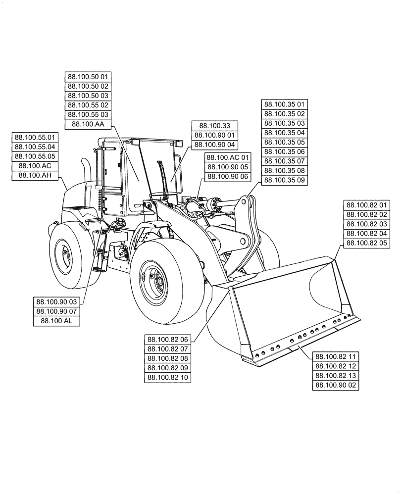 Схема запчастей Case 721F - (88.000.00[01]) - SECTION INDEX - ACCESSORIES (88) - ACCESSORIES