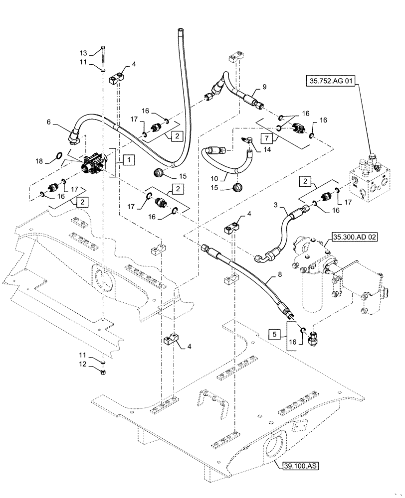 Схема запчастей Case 721F - (35.752.AG) - THERMAL BYPASS VALVE INSTALLATION (35) - HYDRAULIC SYSTEMS