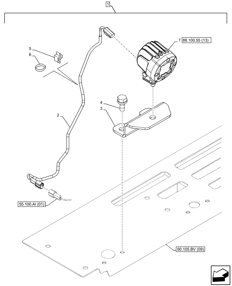 Схема запчастей Case CX130D - (88.100.55[12]) - DIA KIT, RIGHT, LEFT, REAR VIEW CAMERA, LIGHT (88) - ACCESSORIES