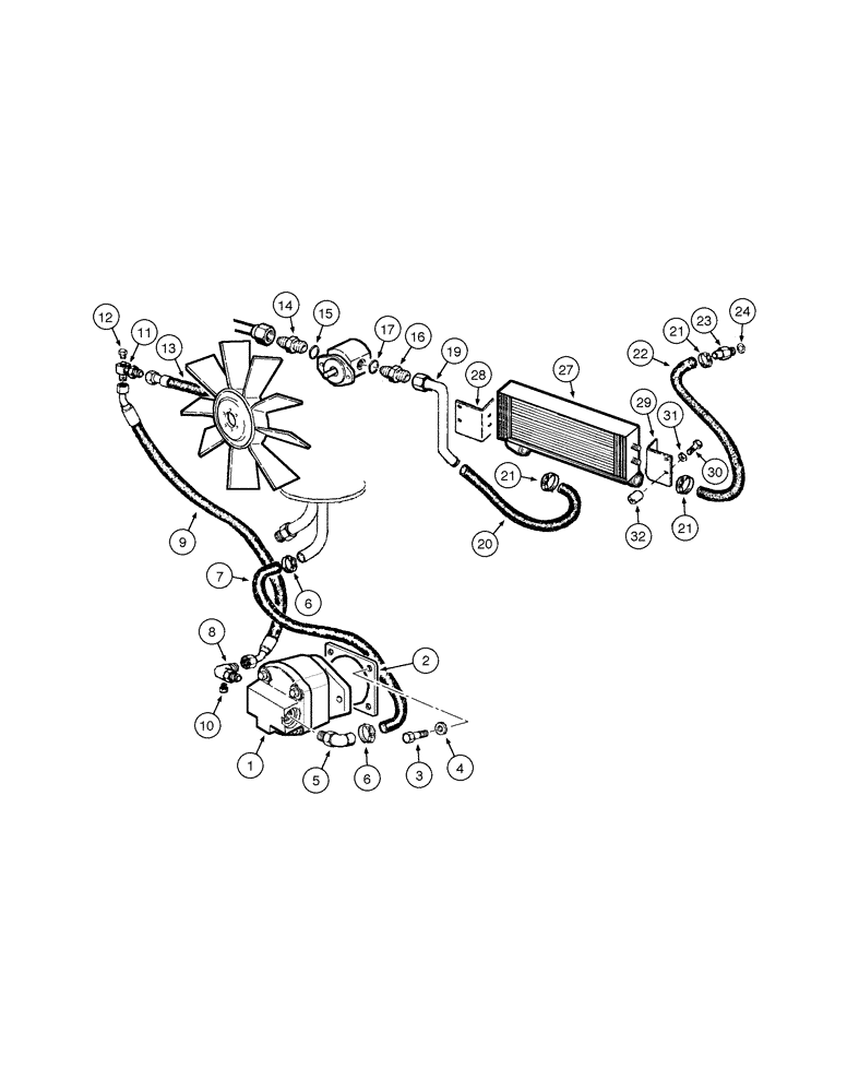 Схема запчастей Case 885 - (08-060[01]) - ENGINE COOLING SYSTEM - FAN HYDRAULIC CIRCUIT (08) - HYDRAULICS