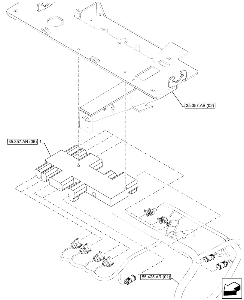 Схема запчастей Case 580SN WT - (35.357.AN[05]) - 8-SPOOL, PRESSURE CONTROL VALVE, W/ PILOT CONTROLS, MOUNTING PARTS (35) - HYDRAULIC SYSTEMS