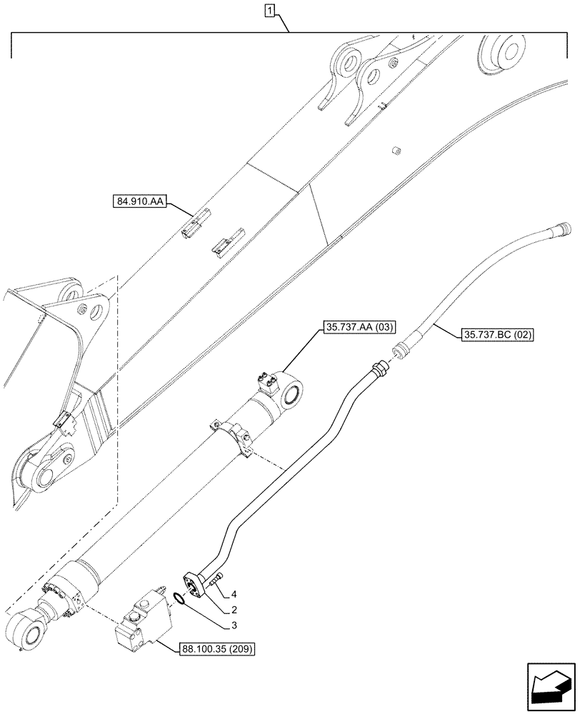 Схема запчастей Case CX160D LC - (88.100.35[210]) - DIA KIT, SAFETY VALVE, ARM, LIFT CYLINDER, CHECK VALVE, LINE (88) - ACCESSORIES